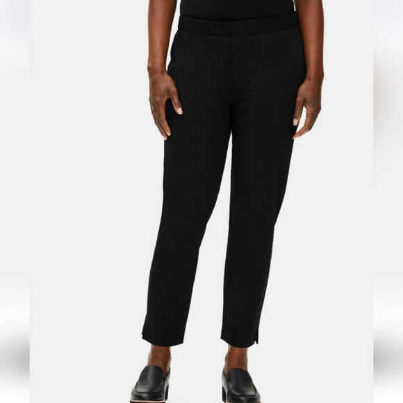Eileen Fisher Pants - Eileen Fisher Organic Cotton Spandex  Slim Ankle Pant Slits Black